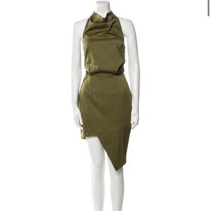 Elliatt Camo Dress in Khaki (Revolve) - Cowl Neck Midi Length Green Dress